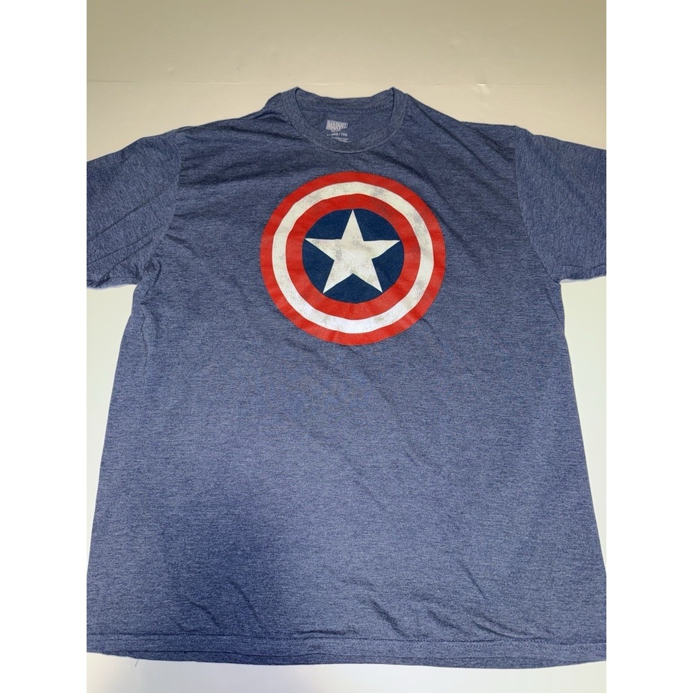 Marvel Captain America Men 2X T-Shirt Graphic Shield Blue Comic Tee Action Hero
